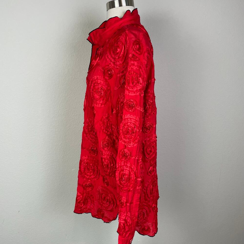 John Mark Red 3d Embellished Button Lagenlook Top… - image 7